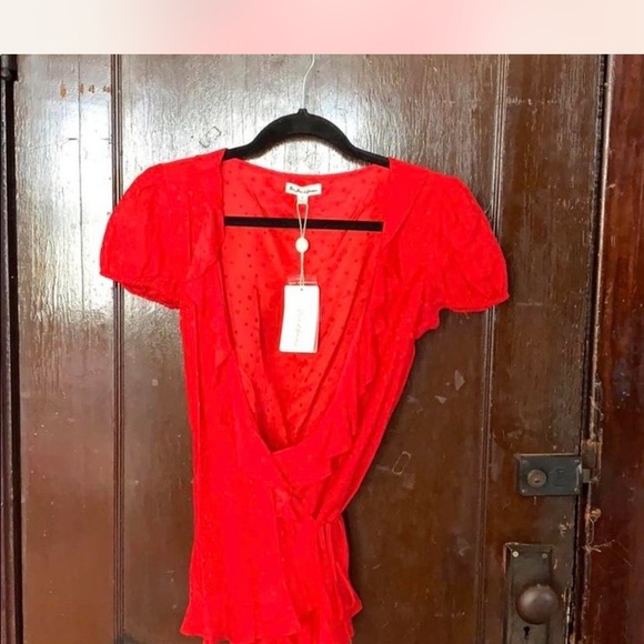 Red Ruffled Women's Top - Picture 2 of 3